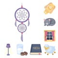 Rest and sleep cartoon icons in set collection for design. Accessories and comfort vector symbol stock web illustration.