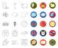 Rest and sleep outline,flat icons in set collection for design. Accessories and comfort vector symbol stock web