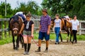 Rest in the summer children`s equestrian camp in Ukraine