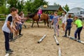 Rest in the summer children`s equestrian camp in Ukraine