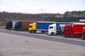 Rest time for drivers. Parking for trucks at the highway Royalty Free Stock Photo