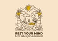 Rest your mind, let\'s relax for a moment. illustration of a guy hanging on the hammock