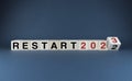 Restart 2022 - 2023. Cubes form the words Restart 2022 - 2023