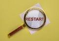 Restart word, inscription. Concept of new start and reset