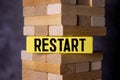 Restart word, inscription. Concept of new start and reset