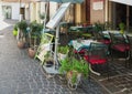 Restaurant with as eyecatcher a decorative bicycle as plant hold