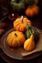 Restaurant autumn place setting Royalty Free Stock Photo