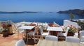 Restaurant balcony, Santorini, Greece Royalty Free Stock Photo