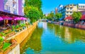 The restaurant on the bank of khlong canal in Bangkok, Thailand