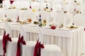 A restaurant banquet room decorated for a wedding Royalty Free Stock Photo