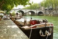 Restaurant barge Seine river Paris France