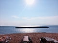 Restaurant on the beach, with sea views on the front. Royalty Free Stock Photo