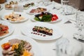 restaurant, beautifully served table with delicious food