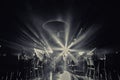 Restaurant black and white photo.ballroom .wedding partypeople dance in party