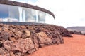 Restaurant building with souvenirs of the National park Timanfaya, Lanzarote Island, Canary Islands, Spain Royalty Free Stock Photo