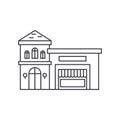 Restaurant building thin line icon concept. Restaurant building linear vector sign, symbol, illustration.