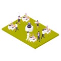 Restaurant Cafe Catering Isometric Colored Composition