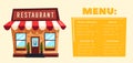 Restaurant or cafe. Exterior building. Vector cartoon illustration