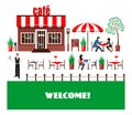 Restaurant or cafe illustration in flat style. Vector