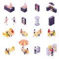 Restaurant Cafe Isometric Icon Set Royalty Free Stock Photo