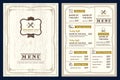 Restaurant or cafe menu design template with vintage retro frame Royalty Free Stock Photo