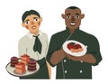 Restaurant and cafe workers in uniform. Vector illustration.