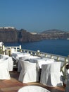 Restaurant caldera view santorini greek islands Royalty Free Stock Photo