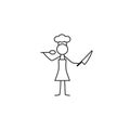 Restaurant chef, cook, waiter stick figure