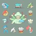 Restaurant Chef flat logo or icon Set on dark