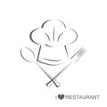 Restaurant, Chef hat with spoon and fork Royalty Free Stock Photo