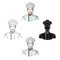 Restaurant chef icon in cartoon,black style isolated on white background. Restaurant symbol stock vector illustration. Royalty Free Stock Photo