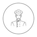 Restaurant chef icon in outline style isolated on white background. Restaurant symbol stock vector illustration. Royalty Free Stock Photo
