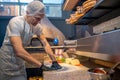 Chef working in the kitchen in the restaurant Royalty Free Stock Photo