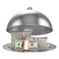 Restaurant cloche with dollars