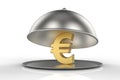 Restaurant Cloche with golden sign of Euro Royalty Free Stock Photo