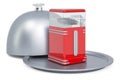 Restaurant cloche with popcorn maker, 3D rendering