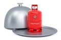 Restaurant cloche with propane cylinder with compressed gas, 3D rendering Royalty Free Stock Photo