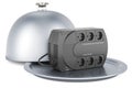 Restaurant cloche with UPS uninterruptible power supply. 3D rendering