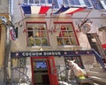 Restaurant Cochon Dingue faÃ§ade in Old Quebec, one of the most culinary attraction Royalty Free Stock Photo