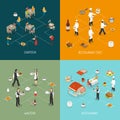 Restaurant Concept 4 Isometric Icons Square