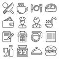 Restaurant , Cooking and Kitchen Icons Set. Line Style Vector Royalty Free Stock Photo