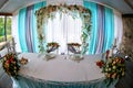 Restaurant decorated for wedding party Royalty Free Stock Photo