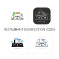 Restaurant disinfection icons set