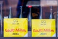 Restaurant display window with 2024 2025 Gault & Millau award placards in Arnhem, The Netherlands Royalty Free Stock Photo