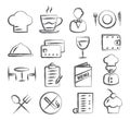 Restaurant Doodle Icons Royalty Free Stock Photo