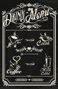 Restaurant drink menu design with chalkboard Royalty Free Stock Photo