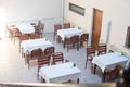 Restaurant empty table and chairs, Cafe terrace table Royalty Free Stock Photo