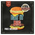 Restaurant Fast Foods menu burger on chalkboard vector format eps10 Royalty Free Stock Photo