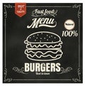 Restaurant Fast Foods menu burger on chalkboard vector format eps10 Royalty Free Stock Photo