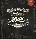 Restaurant Fast Foods menu burger on chalkboard vector format eps10 Royalty Free Stock Photo